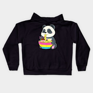 Panda Eating Ramen Lgbt Q Pan Flag Kids Hoodie